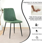 Dining Chairs Set of 6, Modern Kitchen Dining Room Chairs, Ergonomic Velvet Dining Chair Upholstered Cushion Seat and Sturdy Metal Legs(Green)