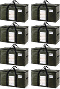 TAILI 8 Pack Green Extra Large Storage Bags, Heavy Duty Totes with Visible Window, Wrap Around Handles, Perfect for Moving