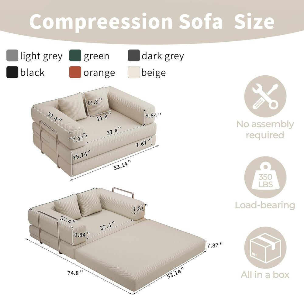BSHOMGI 4 in 1 Convertible Sofas Couches, Modern Corduroy Futon Bed, Modular ...