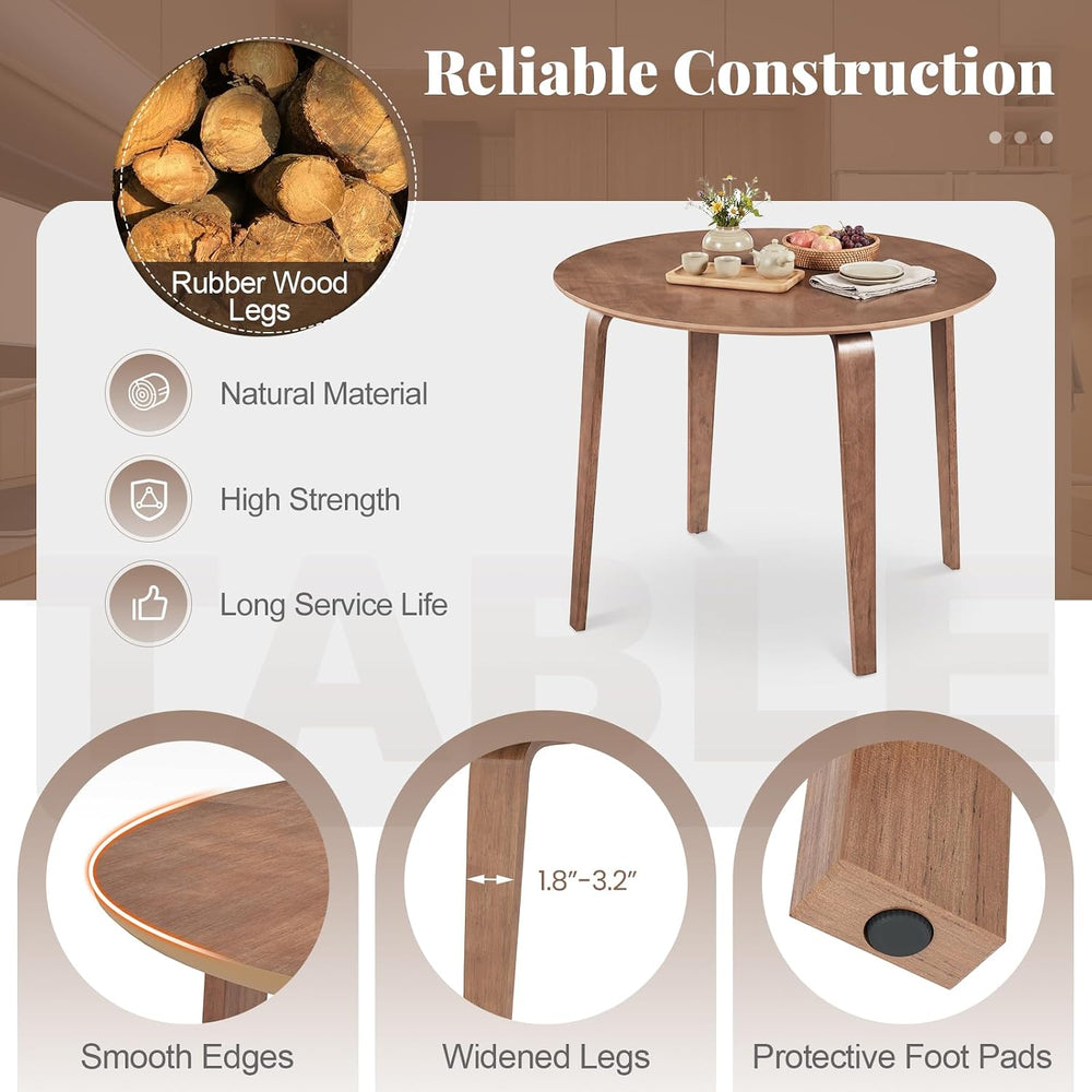 Giantex 37.5" Round Dining Table for 4, Wooden Kitchen Table with Solid ...