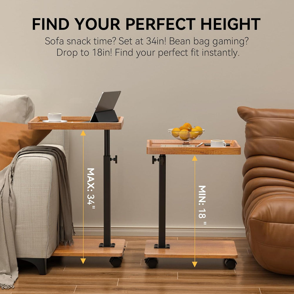 XNSDXV C Table End Table Adjustable Height, 360°Swivel TV Tray Table for Smal...