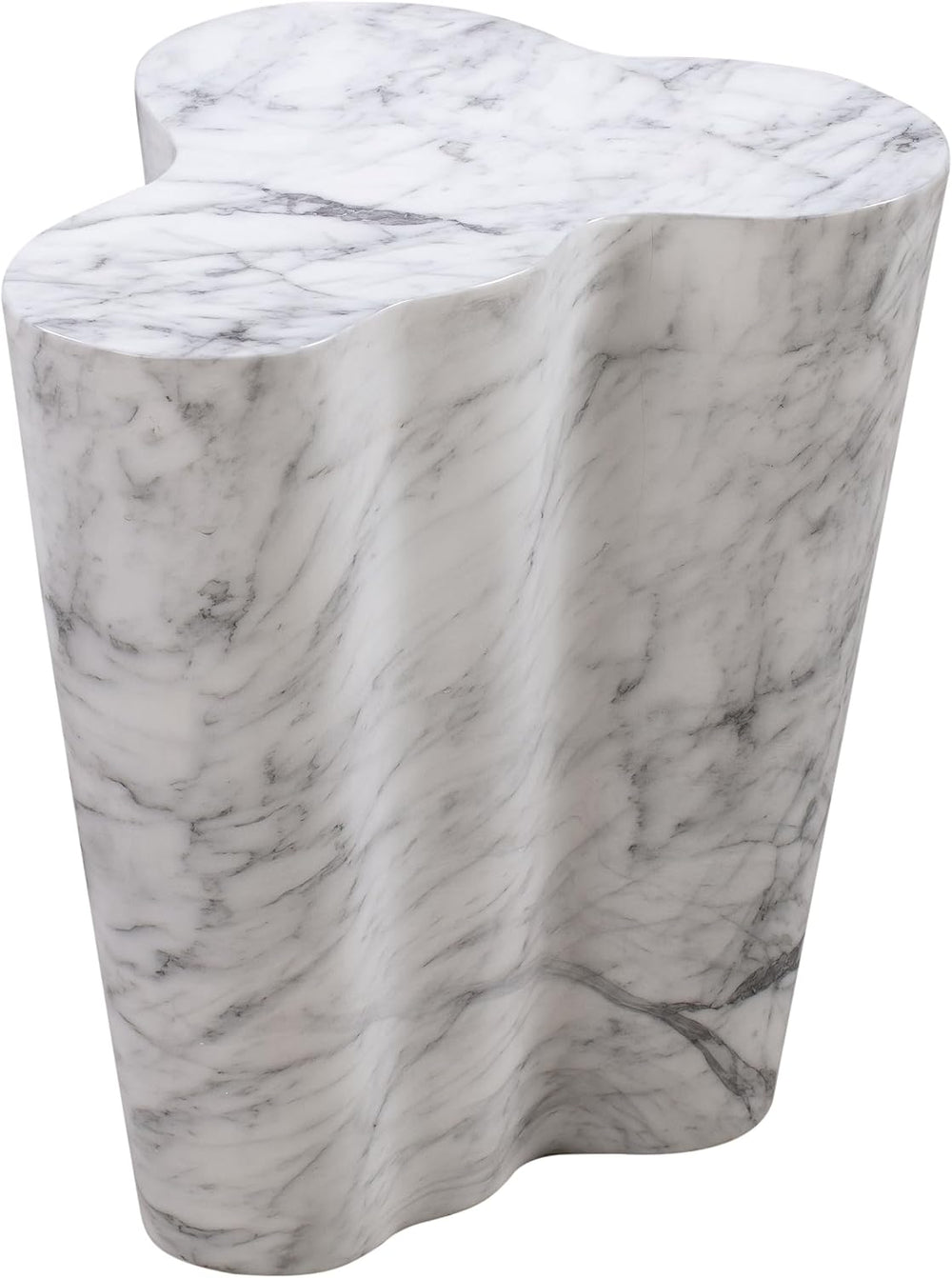 First of a Kind Tall Side Table in White Marble Concrete