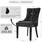 Modern Leisure Linen Dining Chairs Set of 6, Upholstered Dining Chair with Solid Wood Legs, Mid-Century Dining Room Chairs with Pull Ring and Tufted Backrest, Black