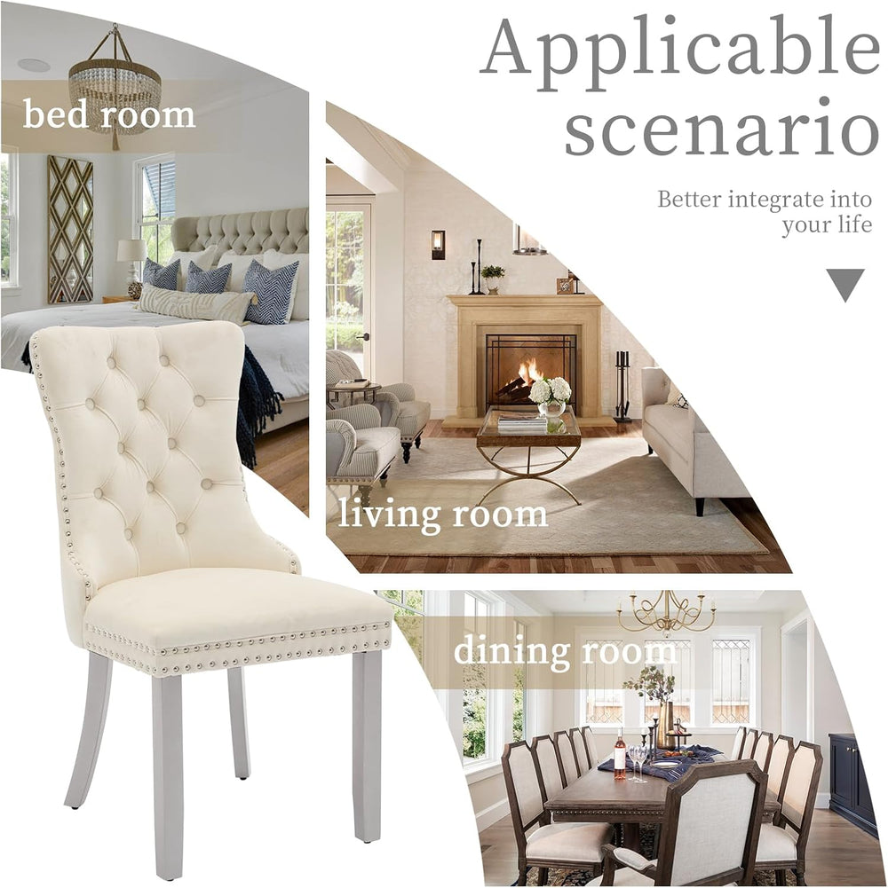 LKTART Dining Chairs Set of 6 Mid-Century Modern Chairs with Pull Ring, Velve...