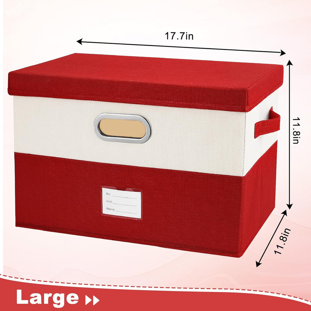 Large Linen Fabric Foldable Storage Bins with Removable Lid and Handles, Washable Storage Box Organizer Containers Baskets Cube with Cover for Bedroom,Office(grey&cream, Large(2-Pack))