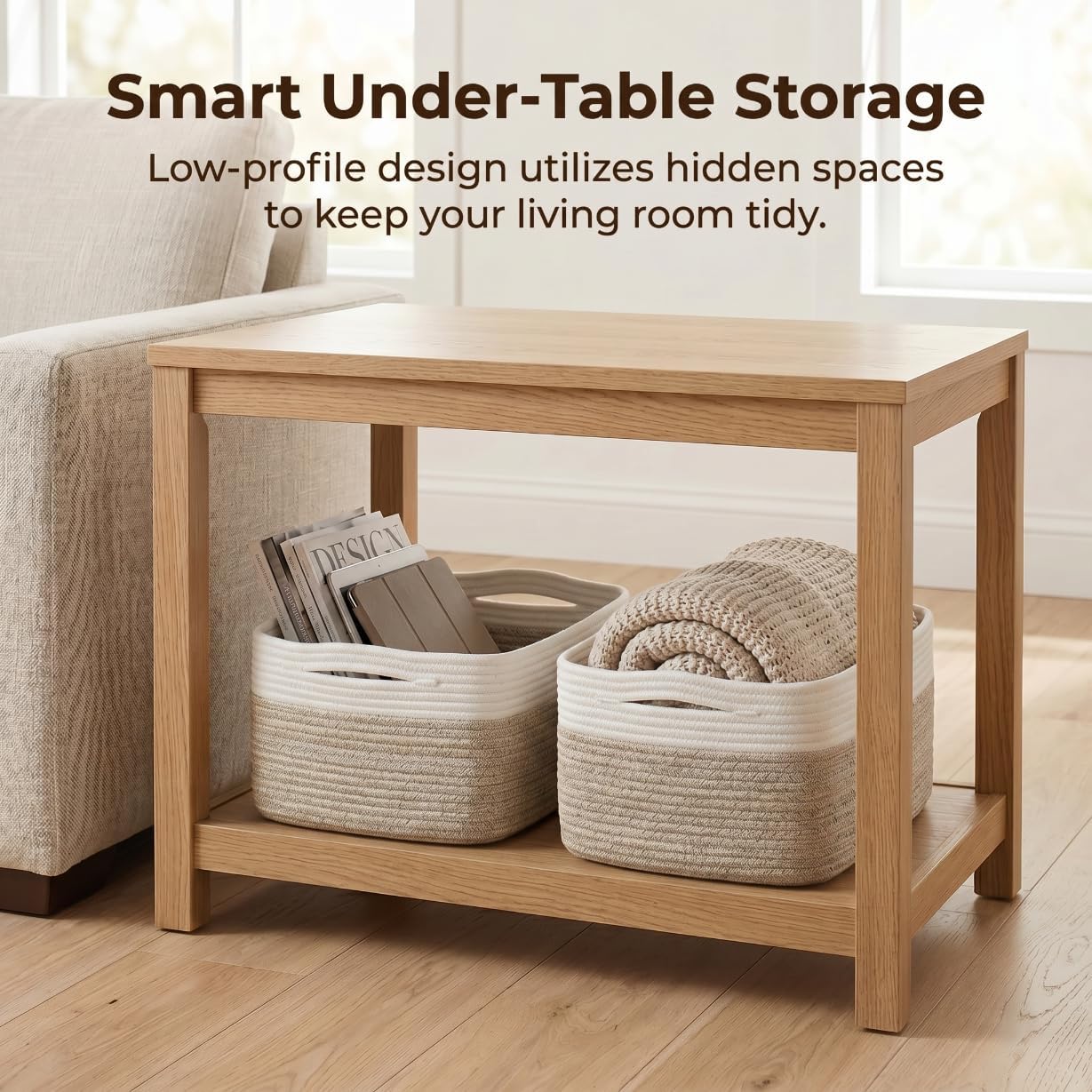 Large Storage Basket for Shelves 16.8”x13”x7.5”2 Pack | Large Baskets for Storage, Soft Cotton Rope Woven Baskets for Shelves, Closet, Laundry, Bathrooms, Blanket, Clothes, Closet