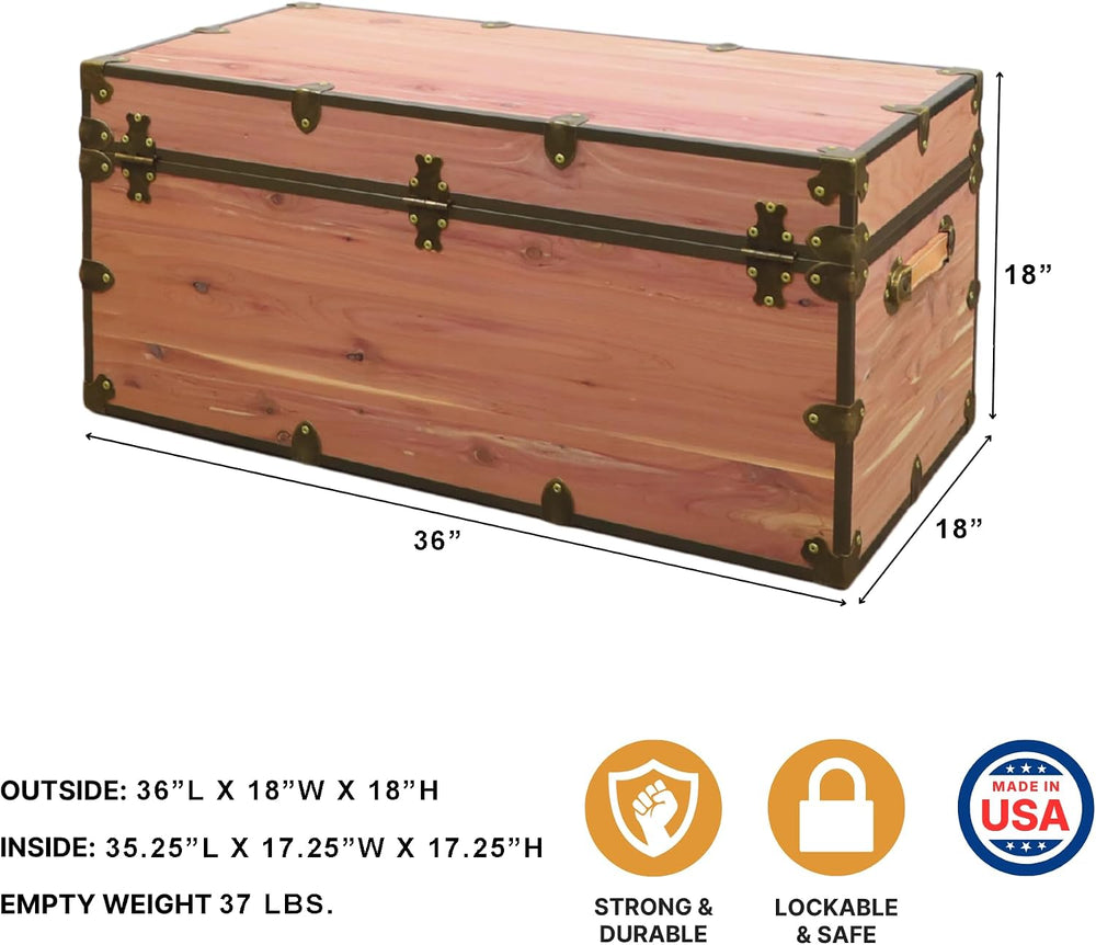 Rhino Knotty Cedar XXL Coffee Table, Storage Trunk Chest with Antique Brass |...
