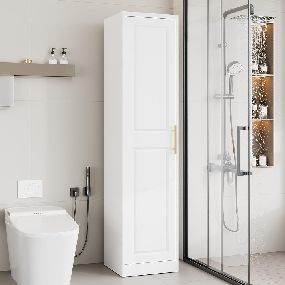 71''Tall Narrow Storage Cabinet Metal Bathroom Cabinet with Doors and...