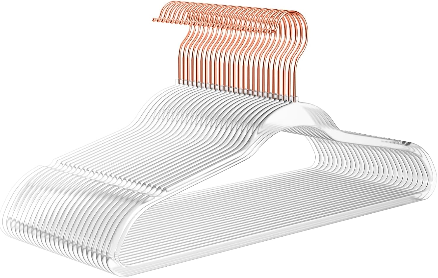 Premium Clear Invisible Acrylic Hangers,Crystal Plastic Hangers,Clear Hangers 50 Pack Ultra Slim & Space Saving Suit Hangers for Coats, Pants & Dress Clothes