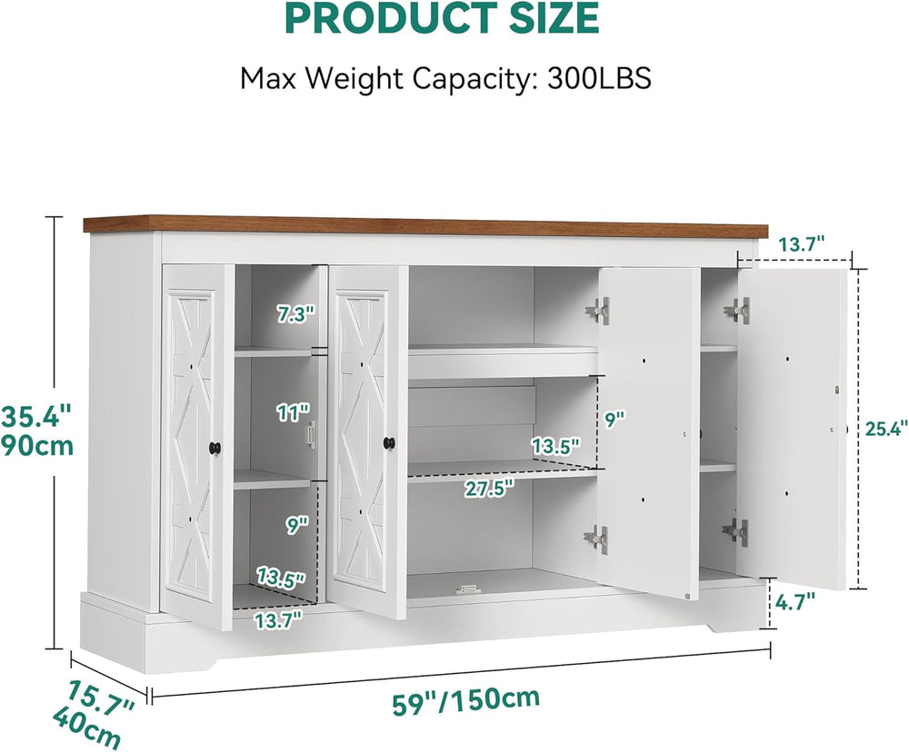 YITAHOME Sideboard Buffet Cabinet with Storage, 59" Buffet Storage with ...