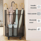 Hollow-out Umbrella Stand with Wheels/without Wheels Commercial Umbrellas Holder H 17.7/19.7" Multifunctional Cane Holder with Divided Storage Iron Frame