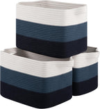 Storage Basket for Organizing, Woven Baskets for Storage, Rectangle Decorative Baskets for Shleves, Closet, Toys, Books, Nursery Organizer Bins - Pack of 3 (Gradient Blue, 13"x9.85"x8.7")