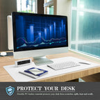 K KNODEL Desk Mat, Blotter, Dual-Sided Office Desk Pad, Waterproof Desk Mat for Desktop, Desk Blotters, PVC Leather Pad Protector (White, 23.6" x 13.8")