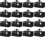 16 Pack Extra Large Heavy Duty Moving Bags, Black Storage Bins with Lids, Reinforced Handles & Heavy-Duty Zippers Moving Boxes Storage Bags Totes for Clothes Packing, Dorms, College Supplies, Black