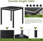 KEIKI 5-Piece Counter Height Dining Table Set with Square Table and 4 Upholstered Chair, for 4 Person, Classic Style Crystal Decoration Wooden Table Set, Easy Assembly, for Kitchen, Dining Room, Black