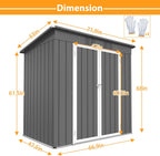 4x6ft Metal Shed Outdoor Storage Shed,Metal Steel Utility Tool Shed Storage House with Double Lockable Doors and Air Vent for Backyard Garden Patio Lawn Gray