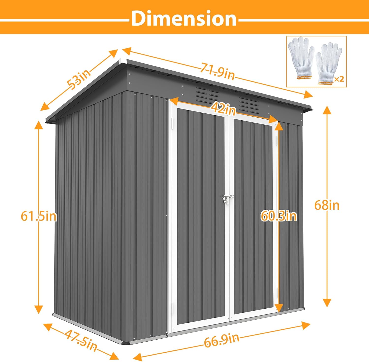4x6ft Metal Shed Outdoor Storage Shed,Metal Steel Utility Tool Shed Storage House with Double Lockable Doors and Air Vent for Backyard Garden Patio Lawn Gray