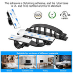 XHF 30pcs Adhesive Cable Wire Clips Kit Black, Outdoor Cable Management Wire Organizer Cord Holder for Under Desk, Car, Wall, TV PC Ethernet Cable