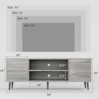 JUMMICO TV Stand for 65 Inch TV, Mid Century Modern TV Stand, Entertainment Center with Storage Cabinet and Open Shelves, TV Console Table Media Cabinet for Living Room, and Bedroom (Gray)