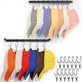 Hat Rack Closet Storage Wall: 12 Adjustable Stainless Steel Clips and 17 Inch Hat Holder - Hat Hanger Display Space Saving - Tie Belt Hanger for Closet Storage Solution - 2 Pack