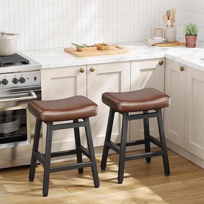 Counter Height Bar Stools Set of 2, 24 Inch Barstools for Kitchen Counter, Ki...