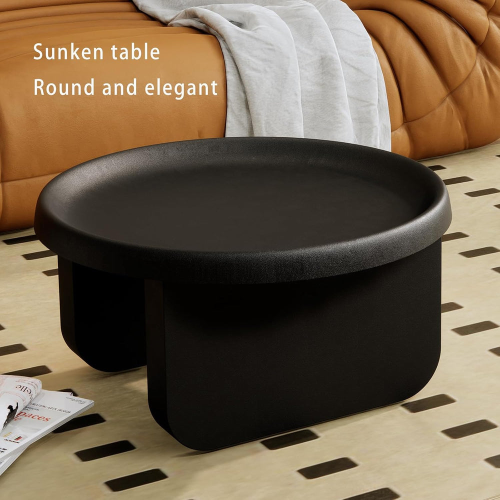 Modern Round Coffee Table,Black Nesting Coffee Tables,Metal Center Table,Uniq...