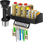 Zonon 6 Quart Motor Oil Bottle Holder Oil Bottle Storage Rack with Funnel Holder Organizer Wall Mount for Shed Garage, Pegboard, Workshop, Home, Enclosed Race Trailer Shop, Fit Most of Storage Tool