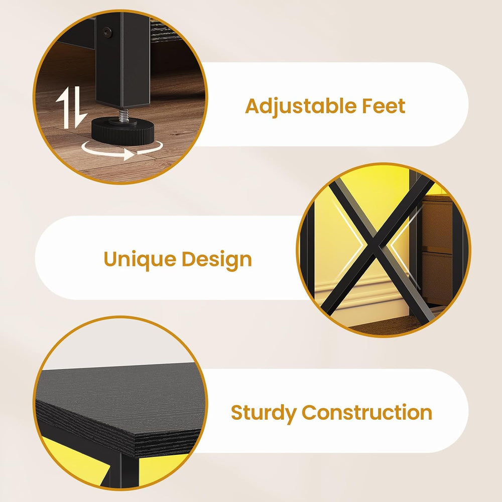 BTHFST TV Stand with LED Lights & Power Outlets, for TVs up to 85 Inches,...