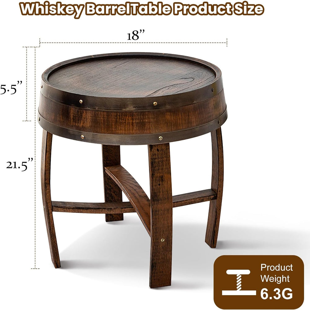 Farmhouse Coffee Table, Round Rustic End Table - Solid Wood Living Room Side ...