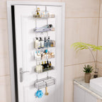 HapiRm Over Door Organizer Storage - Separable Door Organizer Hanging with 6 Metal Large Capacity Baskets for Bathroom Bedroom Kitchen Pantry Closet (Silver)