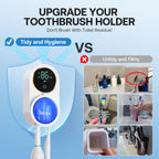 Bitvae Upgraded Tooth Brush Holder for Bathroom 2.0, Infrared Sensing Toothbrush Cleaner, Wall-Mounted for Most Size Toothbrushes, Air Drying, LED Smart Screen, White Gold Trim