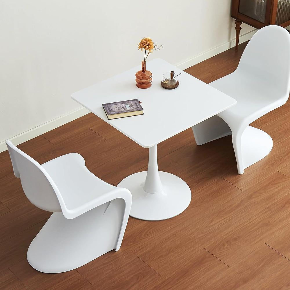 Square Dining Tulip Table for 4, Mid-Century Modern Table with Sturdy Metal P...