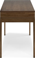 SIMPLIHOME Harper Small Desk - 48 inch Wide Solid Hardwood Writing Desk in Walnut Brown, Mid-Century Modern Home Office Table for Study or Work with 2 Drawers and Flip-Down Keyboard Tray
