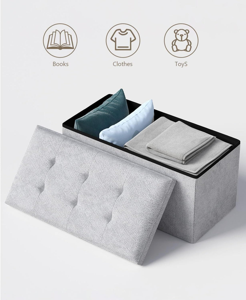OS MOTOR Folding Storage Ottoman Bench, Dark Gray, 30 Inches | Multi-Function...