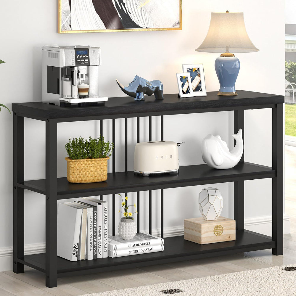 FOLUBAN Entryway Table, Modern Sofa Console Table with 3 Tier Storage Shelf f...