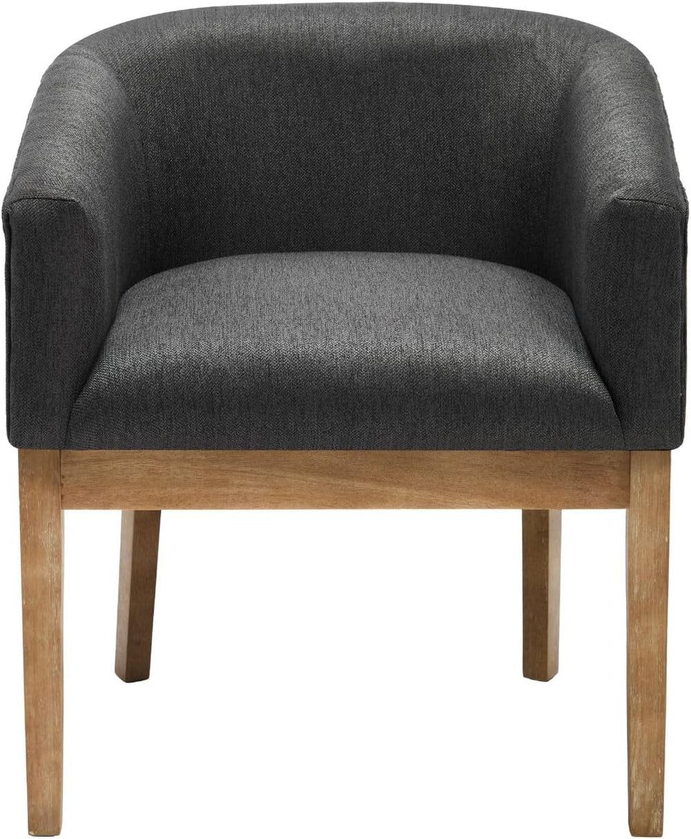 Linen Dining Chairs Set of 4, Barrel Farmhouse Kitchen Chairs with Arms, Upho...