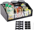 Geyecete Dog Treat Container cat food container with 3 Jars & Compartments pet treat storage dog treat container trapezoid Cute Pet Treat Organizer