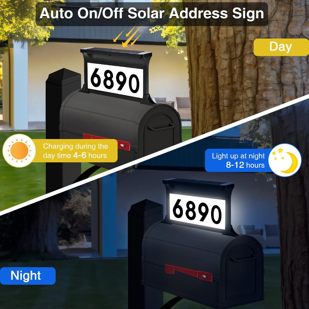 Lacasa Solar Address Sign, 3 Colors-in-1 Mailbox Number Plaque Light for Outd...