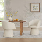 Swivel Dining Chairs Set of 4, Upholstered Mid Century Modern Deskchair with Barrel Back, Linen Fabric Kitchen Chairs for Dining Room, Bedroom, Dressing Room, Linen