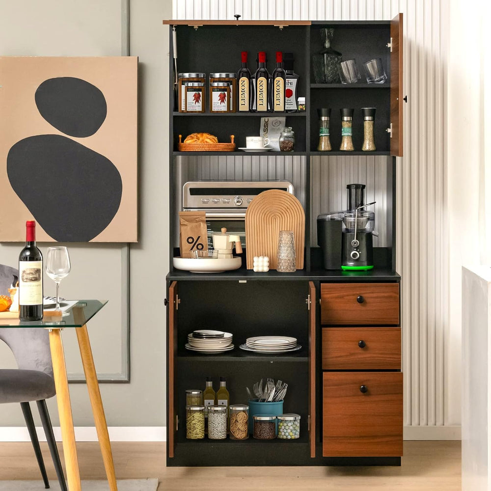 PETSITE Kitchen Buffet Hutch Storage Cabinet, 71" Freestanding Pantry wi...