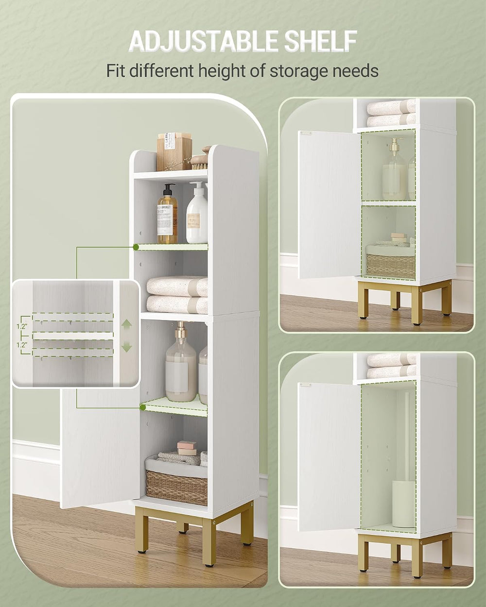 Hzuaneri Bathroom Storage Cabinet, Small Corner Floor Cabinet | Narrow Toilet...