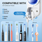 Bitvae Upgraded Tooth Brush Holder for Bathroom 2.0, Infrared Sensing Toothbrush Cleaner, Wall-Mounted for Most Size Toothbrushes, Air Drying, LED Smart Screen, White Gold Trim