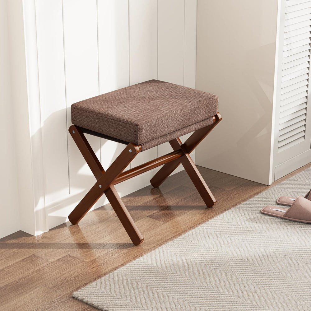 BAMBOOHOMIE Foldable Foot Stool Ottoman, Modern Foot Rest with Bamboo X Legs ...