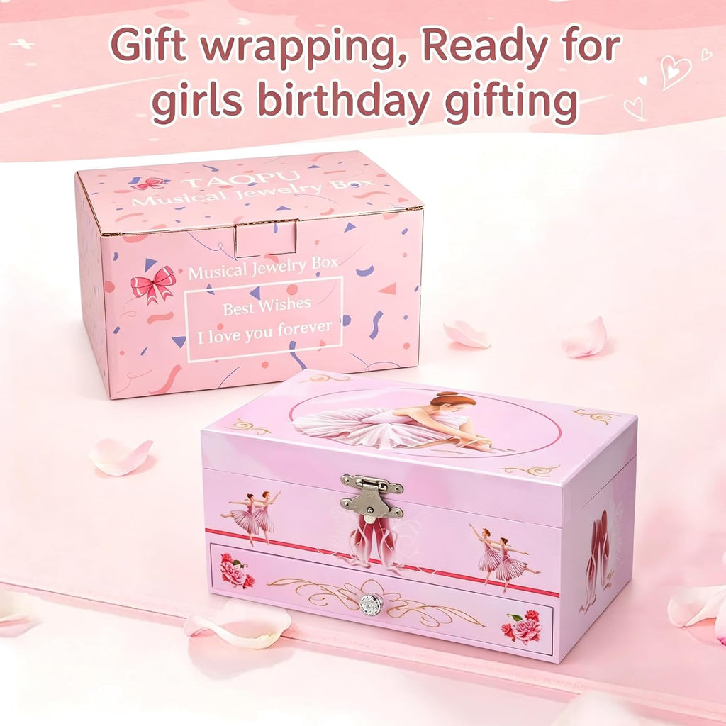 Classical Ballerina Musical Jewelry Box with Drawer and Dancing Ballerina,Girls Gifts for Kids Jewel Storage, Girls Music Box for Kids Ages 3-12 Gift