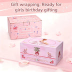 Classical Ballerina Musical Jewelry Box with Drawer and Dancing Ballerina,Girls Gifts for Kids Jewel Storage, Girls Music Box for Kids Ages 3-12 Gift