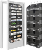 HOMELUX THEORY Over The Door Organizer Hanging - 50lbs Load 6 Large Front & 12 Side Pockets, 1 Pack Over The Door Shoe Organizer, Hanging Closet Organizer For Toys, Diaper, Sewing (XL, Dark Gray)