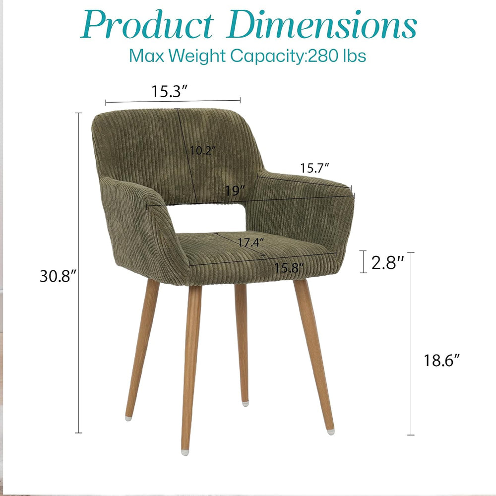HENGJIANYI Home Corduroy Makeup Vanity Desk Chair no Wheels Armchair, Green |...