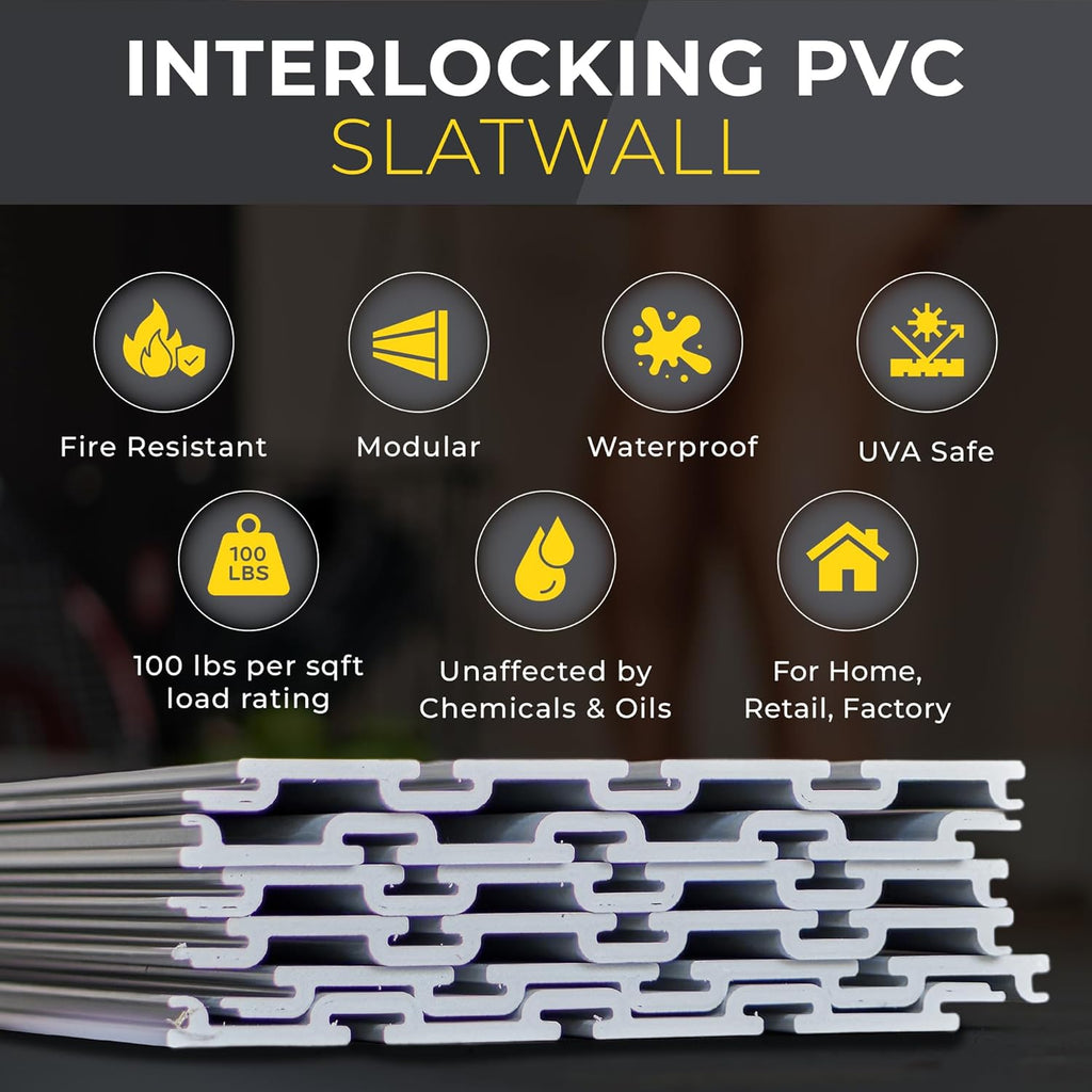 DLDIRECT 24" X 48" - Grey Slatwall Panel Garage Organizer: Heavy Duty Wall Mounted PVC Rack, Interlocking Slat Paneling for Garage Storage, Slotwall Board, Shelves System