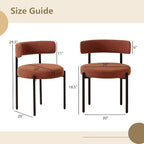 Boucle Dining Chairs Set of 4, Rust Dining Chairs with Upholstered Seat and Round Back, Mid-Century Modern Kitchen Chairs for Dining Room, Restaurant