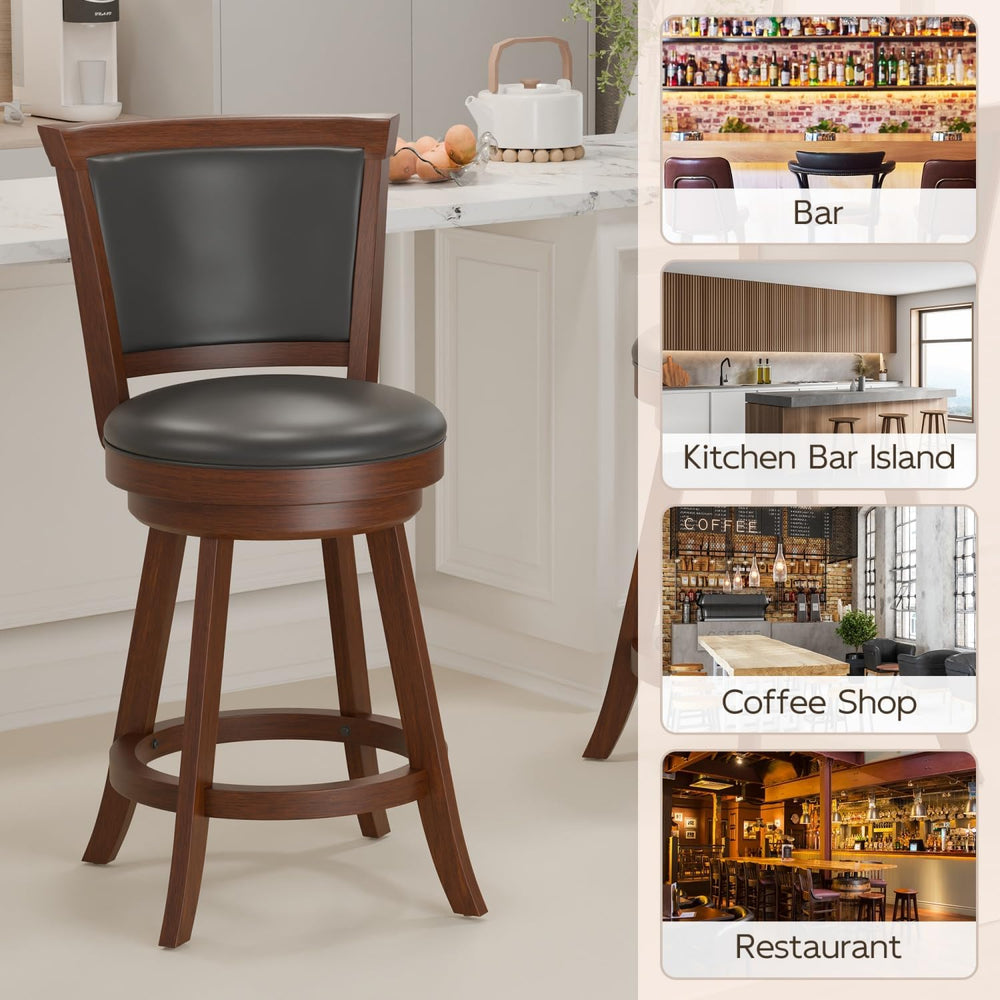 Bar Stools Set of 2, Farmhouse 24" Counter Height Barstools, Brown | Uph...